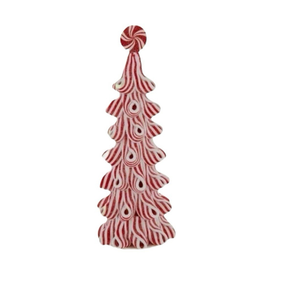Peppermint Christmas Tree LED Light Up Sz 9.25 & 6.5 in Tabletop Ribbon Candy - Picture 9 of 9